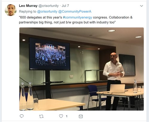 Post- Subsidy Event image of a tweet from one of the audience members